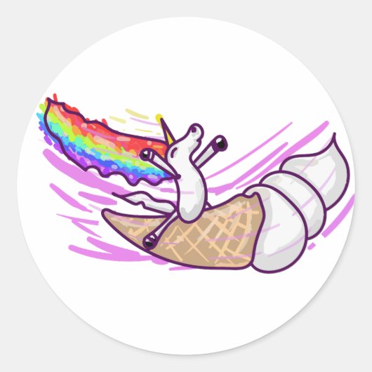 Unicorn Rainbow Riding Ice Cream Cone Ronde Sticker (Voorkant)