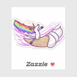 Unicorn Rainbow Riding Ice Cream Cone Sticker