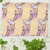 Unicorn Rainbow Riding Ice Cream Cone Theedoek (Gevouwen)