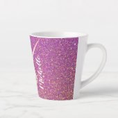 Unicorn Rainbow Roze Glitter Fantasy Magical Latte Mok (Rechts)