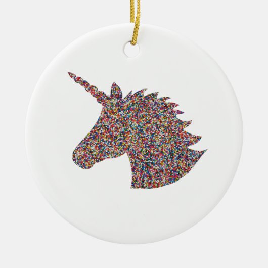 Unicorn Rainbow Sprinkle Ceramic Ornament (Voorkant)