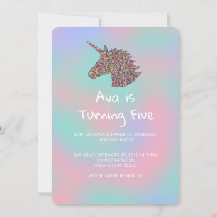 Unicorn Rainbow Sprinkles Birthday Uitnodiging