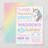 Unicorn Rainbow Stars Jote Anniversaire Invitation (Devant / Derrière)