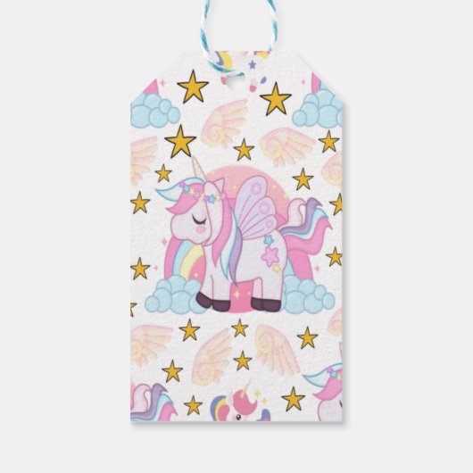Unicorn Rainbow Stars Magical Birthday Name Cadeaulabel (Achterkant)