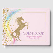 Unicorn Rainbow Verjaardagsfeest Gastboek Gastenboek (Voorkant)