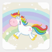Unicorn Rainbow Vierkante Sticker (Voorkant)