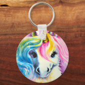 Unicorn Rainbow-Waterverf Sleutelhanger (Voorkant)