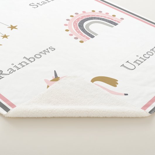 Unicorn Rainbows Pink Boho Pattern Sherpa Deken (3/4)
