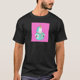 Unicorn Reading Magic Tricks Book Cute Humor Pink T-shirt