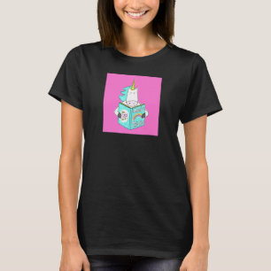 Unicorn Reading Magic Tricks Book Cute Humor Pink T-shirt