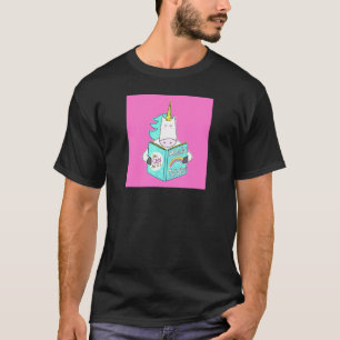 Unicorn Reading Magic Tricks Book Cute Humor Pink T-shirt