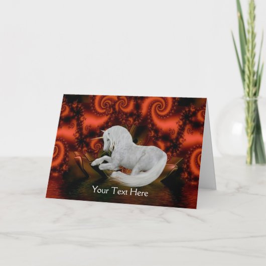 Unicorn Red Fractals Imaginaire Art Carte photo (Devant)