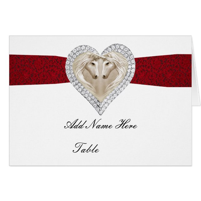 Unicorn Red Lace Table Place Card (Voorkant Horizontaal)