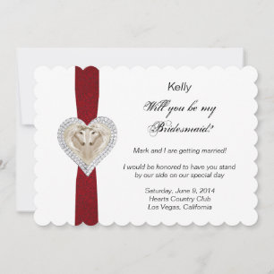 Unicorn Red Lace Wedding Bridesmaid Kaart