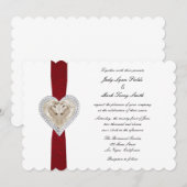 Unicorn Red Lace Wedding Invitation Kaart (Voorkant / Achterkant)