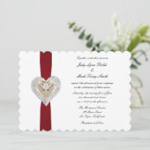 Unicorn Red Lace Wedding Invitation Kaart (Staand voorkant)