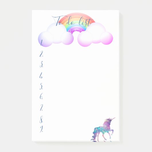 Unicorn, regenboog, lijst doen post-it® notes (Voorkant)