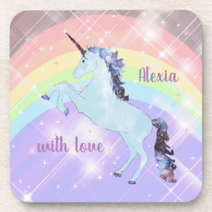 Unicorn, regenboog, voor meisjes, kinderen, feeste bier onderzetter