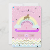 Unicorn, regenboogsterren, uitnodiging van Zigzag (Voorkant)