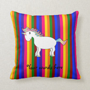 Unicorn regenboogstrepen kussen