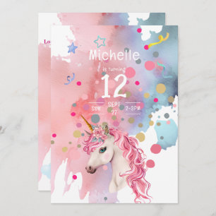 Unicorn Retro Invitation Anniversaire