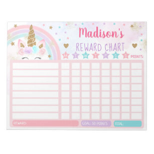 Unicorn Reward Chart Chore Pink Gold Rainbow Notitieblok