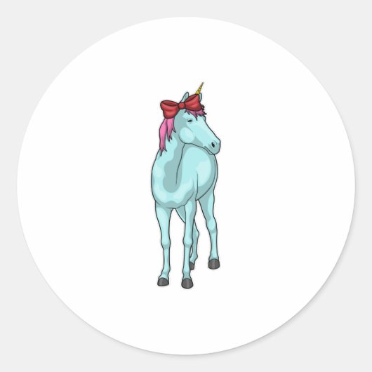 Unicorn Ribbon Ronde Sticker (Voorkant)