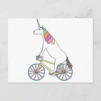 Unicorn Riding Bike W/Unicorn Horn Spoked Wheels Briefkaart