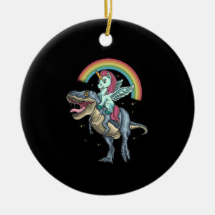 Unicorn Riding T rex Dinosaur Keramisch Ornament