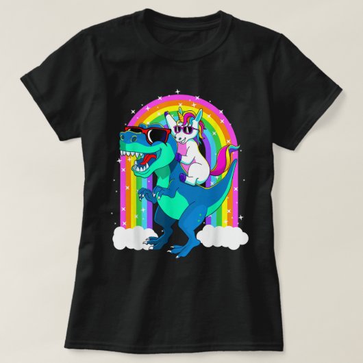 Unicorn Riding Trex Dinosaur Girls Boys Kids Men 1 T-shirt (Design voorkant)