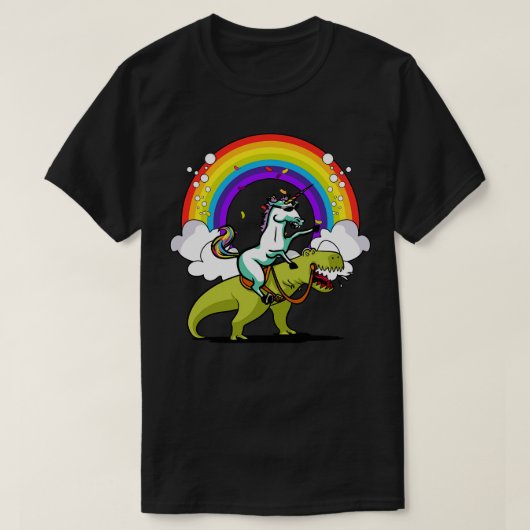 Unicorn Riding TRex Dinosaur Party T-shirt (Design voorkant)