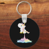 Unicorn Rocket Rainbow Clouds Sleutelhanger (Voorkant)