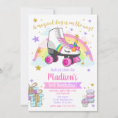Unicorn Roller Schaats Birthday Uitnodiging (Voorkant)