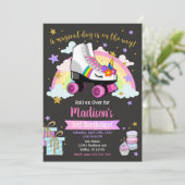 Unicorn Roller Skate Anniversaire Invitation (Debout devant)