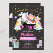Unicorn Roller Skate Anniversaire Invitation (Devant / Derrière)