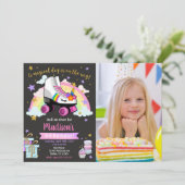 Unicorn Roller Skate Birthday Invitation (Debout devant)