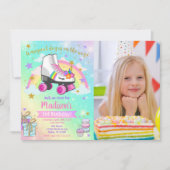 Unicorn Roller Skate Birthday Invitation (Devant)