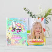 Unicorn Roller Skate Birthday Invitation (Debout devant)