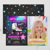 Unicorn Roller Skating Birthday Party Invitation (Devant / Derrière)