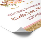 Unicorn rose et or Affiche de bienvenue fête d'ann (Coin)