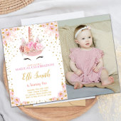 Unicorn rose Invitations d'anniversaire avec photo