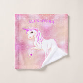 Unicorn rose Parties scintillant fille mignonne Nu (Gant de toilette)