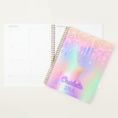 Unicorn rose parties scintillant nom violet (Devant avec enveloppe)