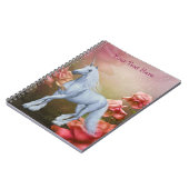 Unicorn Rose Roses Imaginaire Carnet Cheval (Côté gauche)