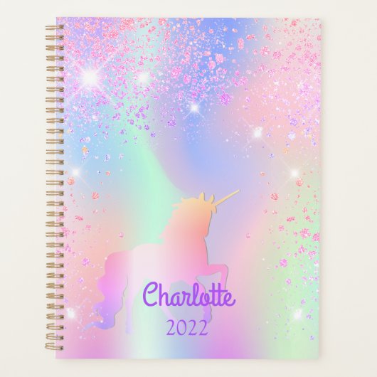 Unicorn rose violet nom holographique (Devant)