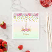 Unicorn, roze bloemen en goudConfetti Servet (Insitu)