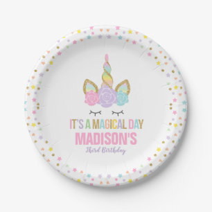 Unicorn Roze en Gold Paper Bord 7-inch Borden