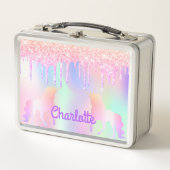 Unicorn roze glitter druppelt op sparkle monogram (Voorkant)