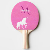 Unicorn roze glitter monogram meisje tafeltennisbatje (Achterkant)