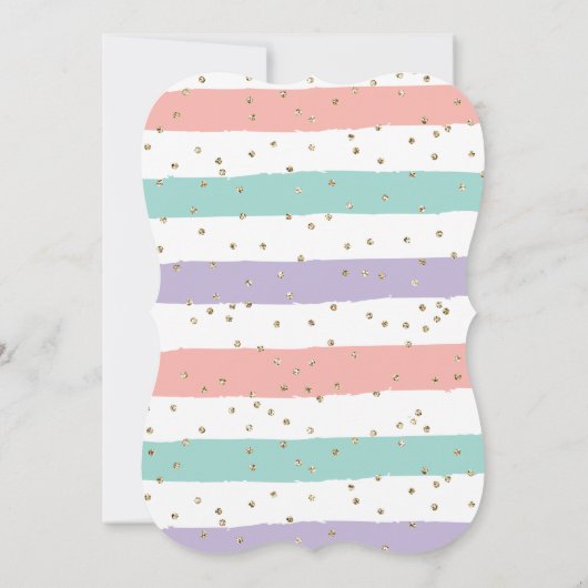 Unicorn roze goudglitter verjaardagsuitnodiging kaart (Achterkant)